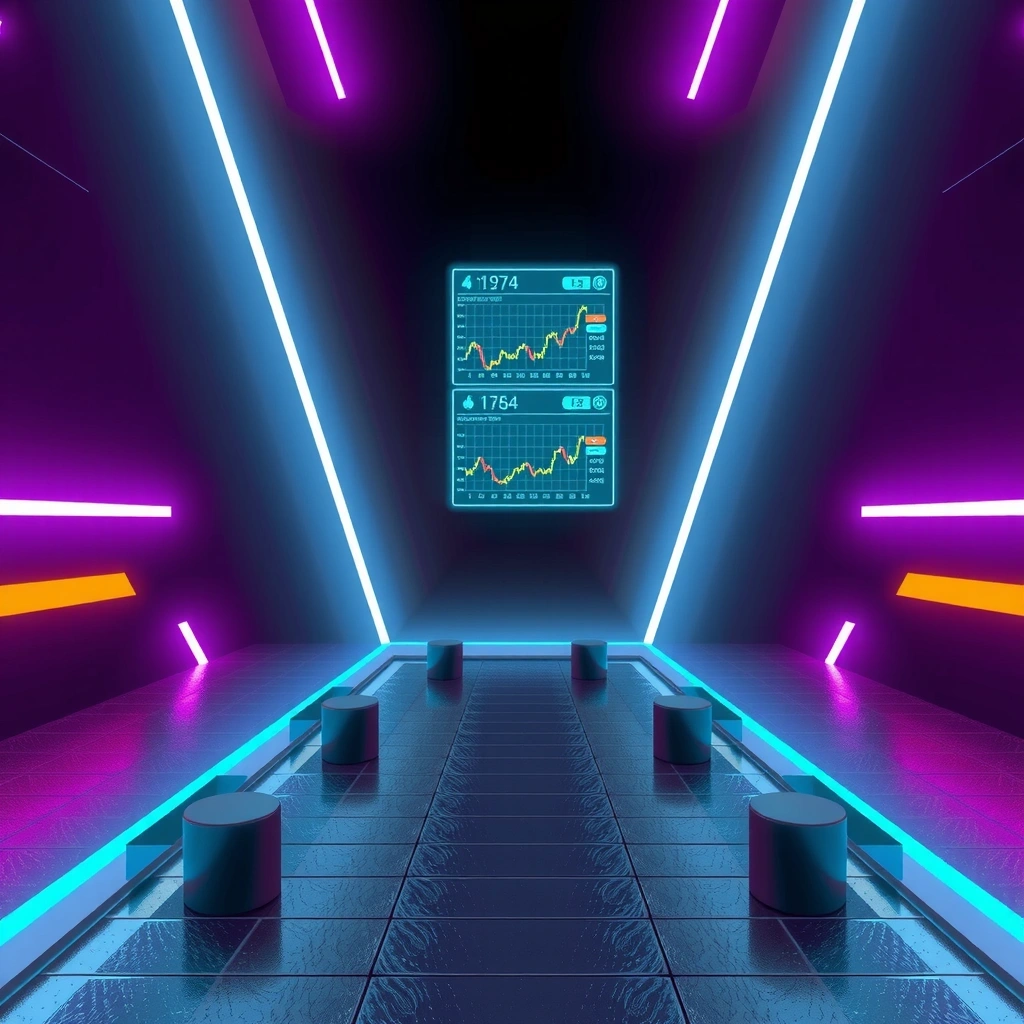 Fondo de plataforma gaming y trading futurista